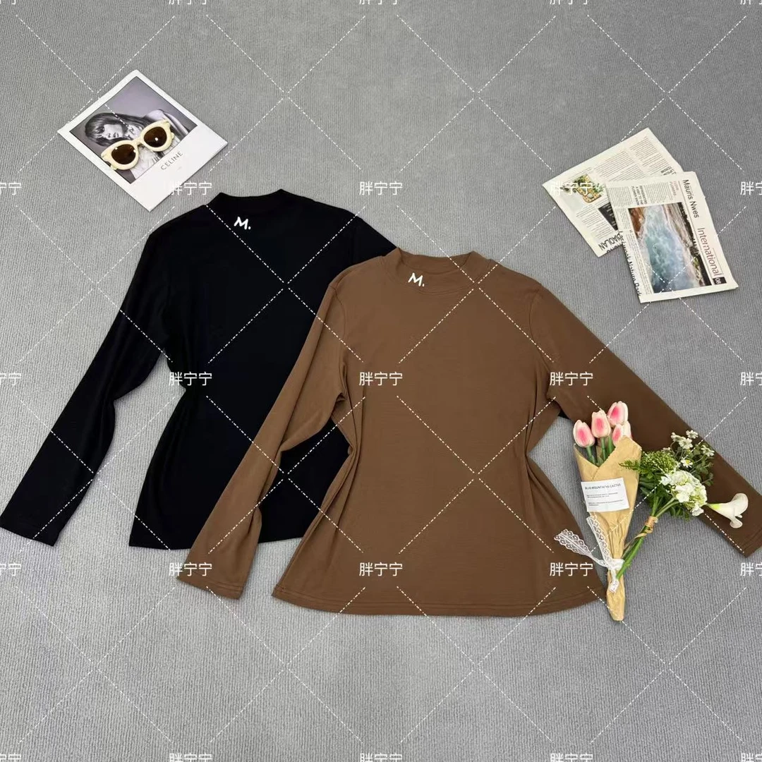“厂家福利”半高领M标打底衫上衣秋冬季百搭T恤小衫（衣长65左右