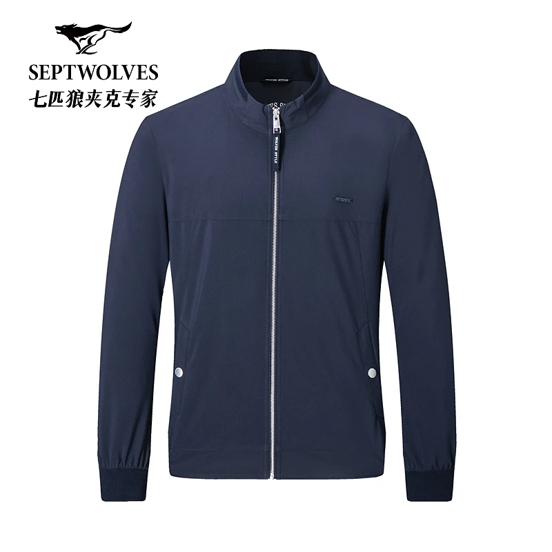 七匹狼立领立裁分割可回收面料单夹克1D1D50101040（夹克店）