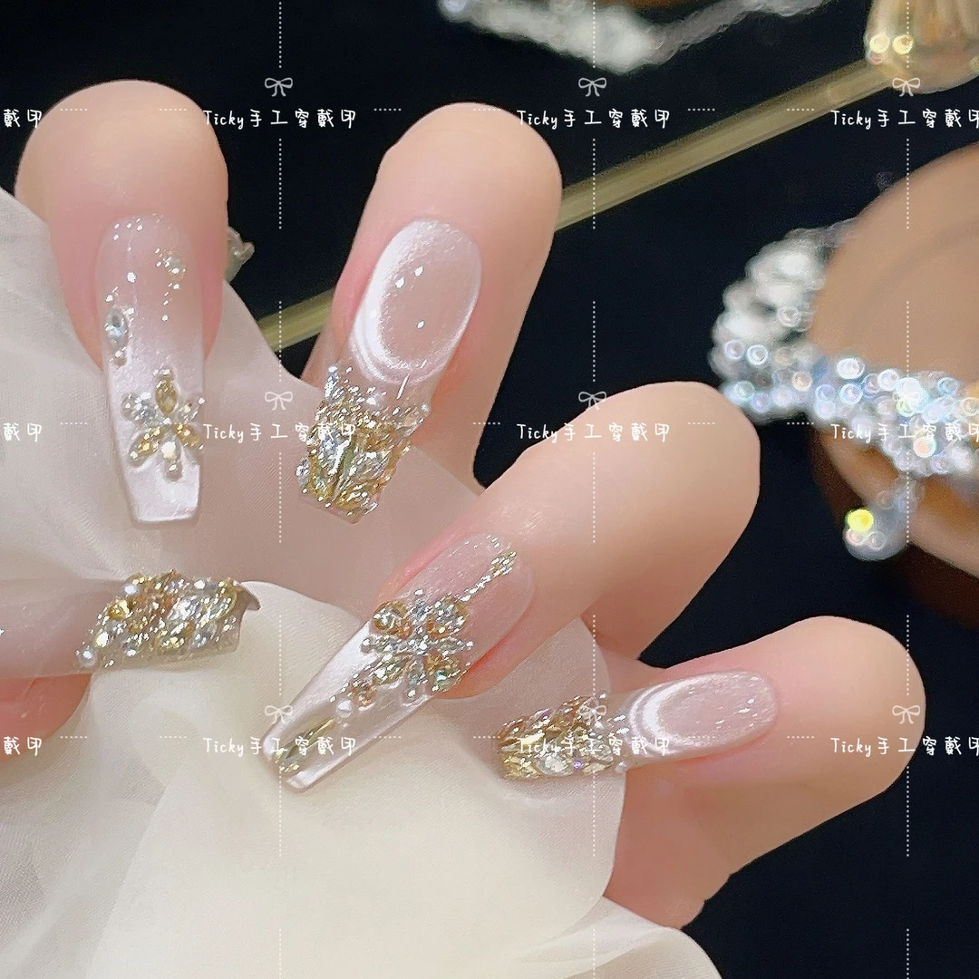 【银矅鎏金】来财富贵重工珍珠细闪高级感显白气质穿戴甲