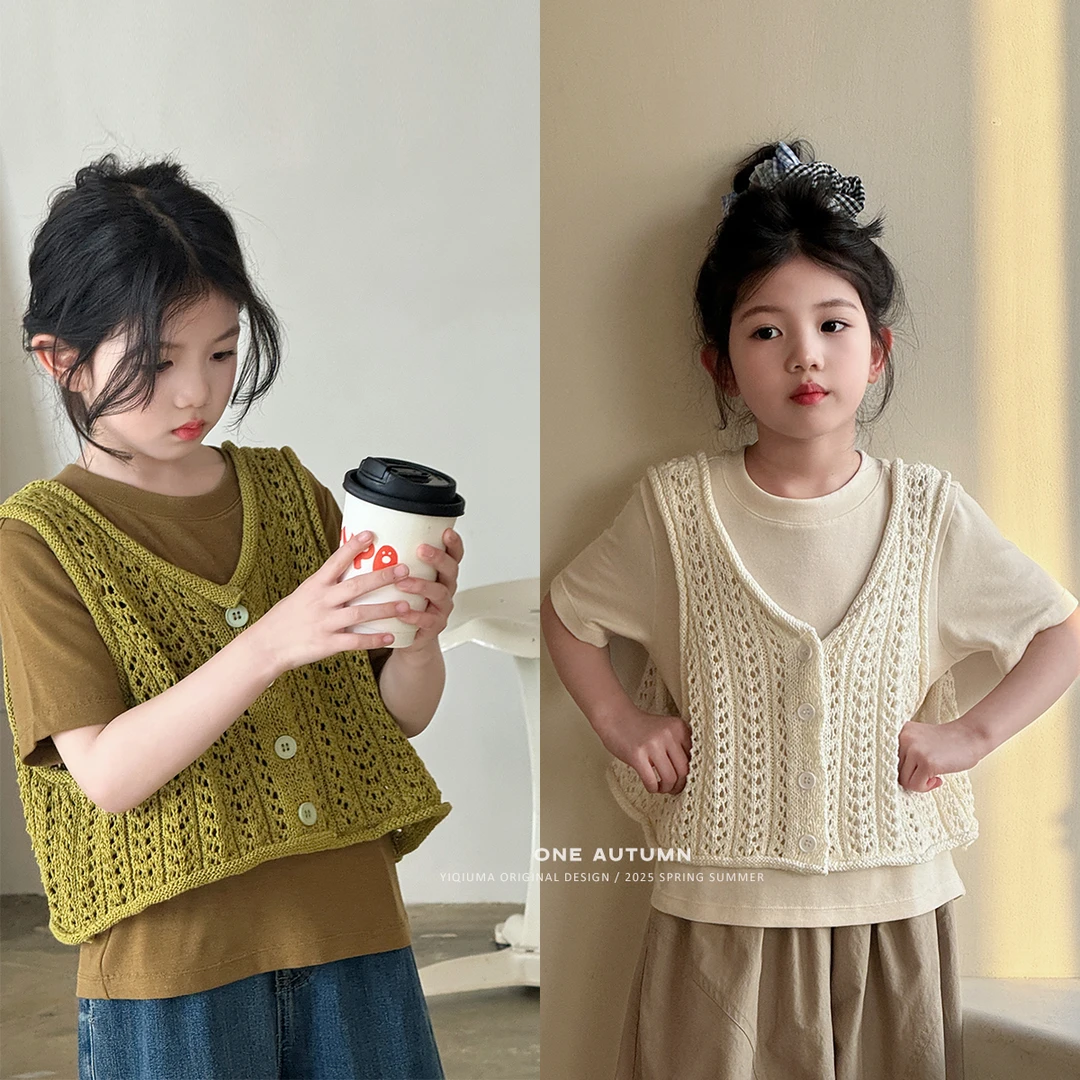 现货「壹秋.ONE AUTUMN」【云为杉】镂空针织马甲女童春【CP252】