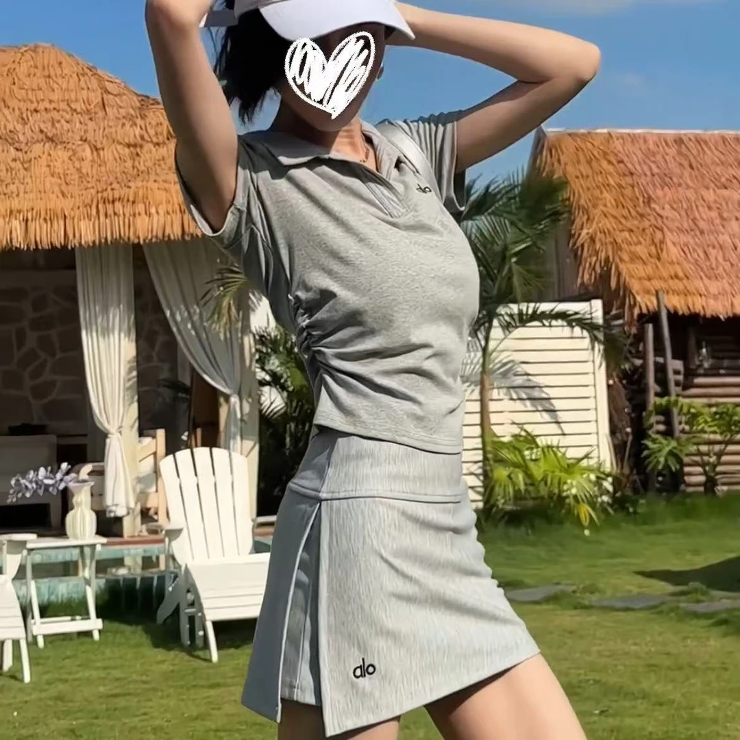 夏季休闲减龄穿搭字母刺绣收腰褶皱显瘦上衣女时尚百搭高腰半身裙