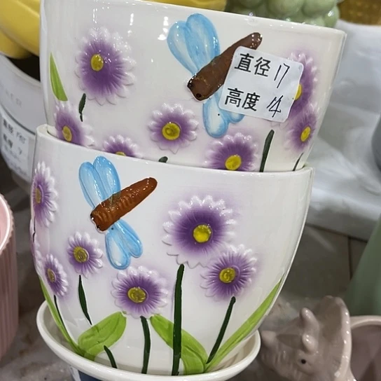 多肉绿植陶瓷花盆9.9包邮，有孔