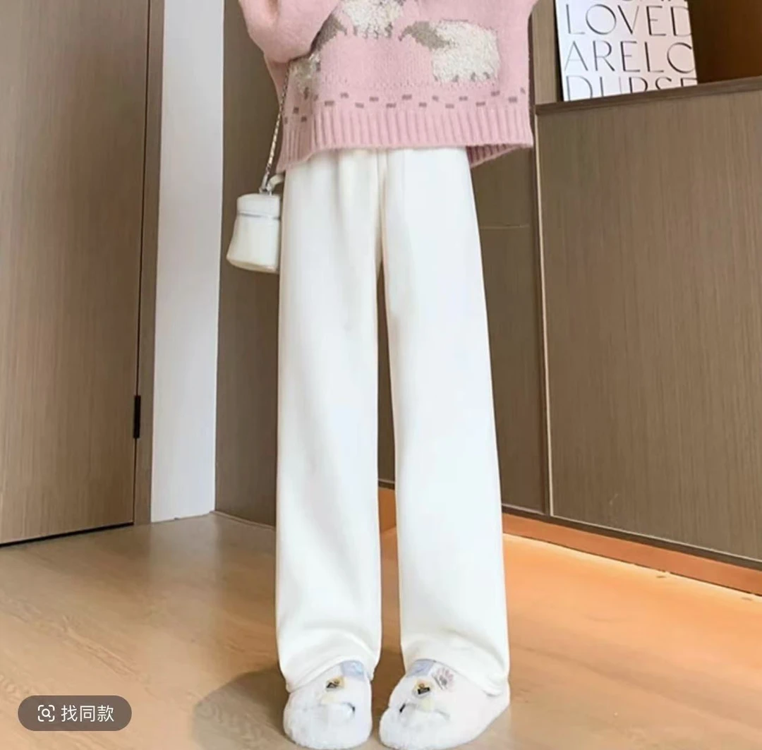 【静姐专属】显瘦高腰外穿垂感秋冬季宽松裤子B400