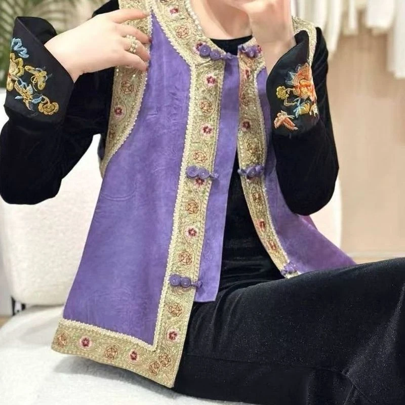 2025新款新中式民族风马甲外套重工刺绣复古国风气质坎肩马夹上衣