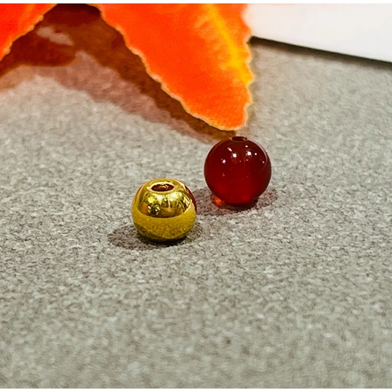 【铭鑫甄选】足金玛瑙卡4mm光面金珠散珠DIY配件 PTD25