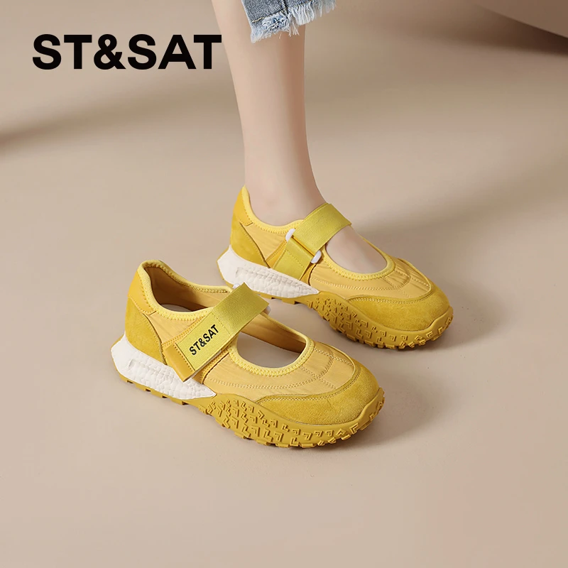 星期六夏季玛丽珍鞋2025新款魔术贴时尚运动鞋不累脚厚底软底女鞋