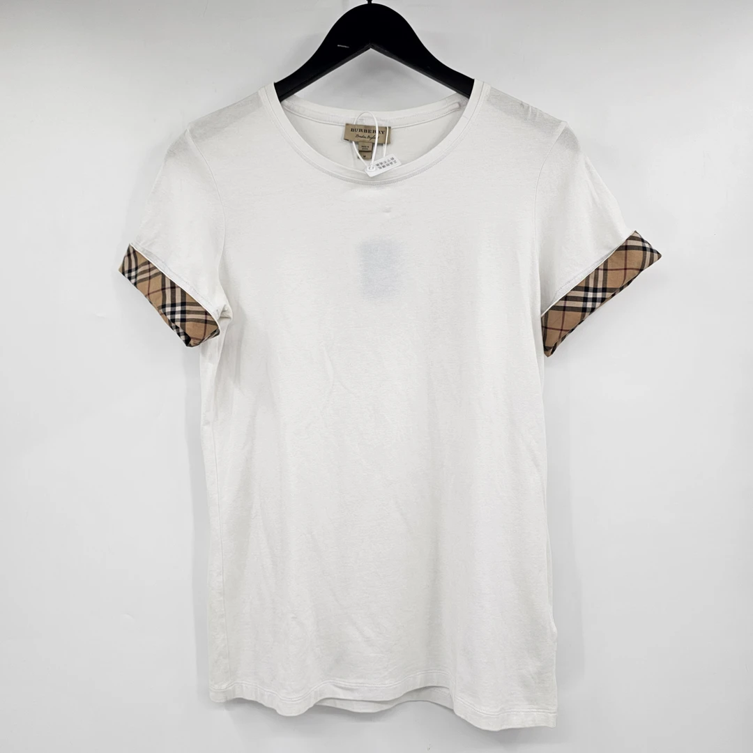 95新 BURBERRY/博柏利 袖口格纹内里短袖 M P2403070006