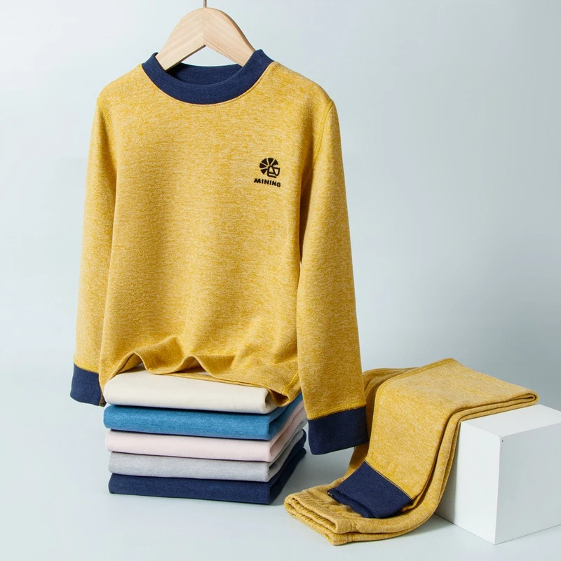 2025秋冬加厚羊毛蚕丝男女童保暖内衣套装宝宝磨毛秋衣秋裤学生打