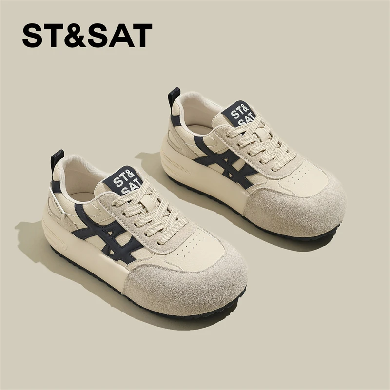 星期六女士厚底板鞋2025新款时尚小个子增高德训鞋时尚百搭休闲鞋