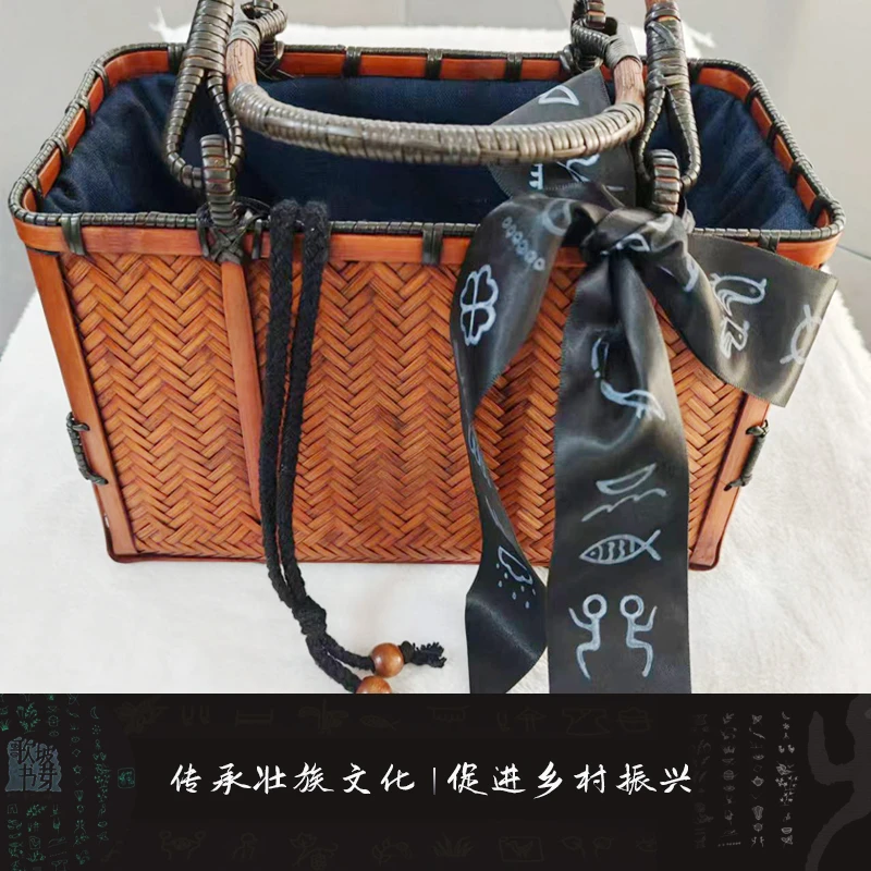 壮族纯手工竹编新中式国风手工手提包单肩斜挎易携带女士随身包