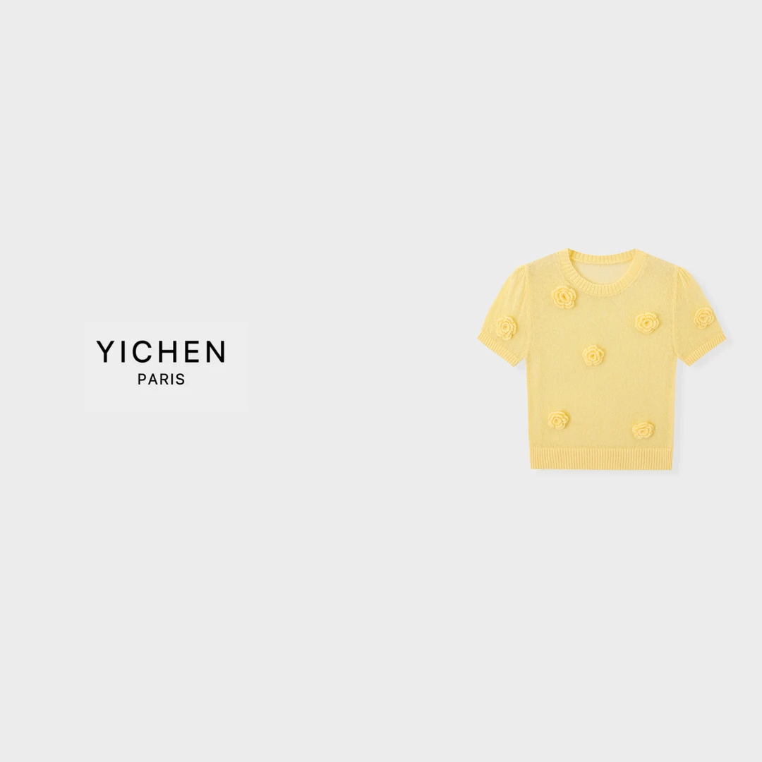 YC 立体花朵系列定染特种纱重工轻薄针织短袖-6225