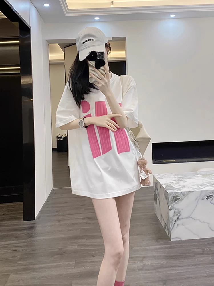欧货大版白色t恤女2025年新款夏季短袖设计感小众ins潮牌宽松纯棉