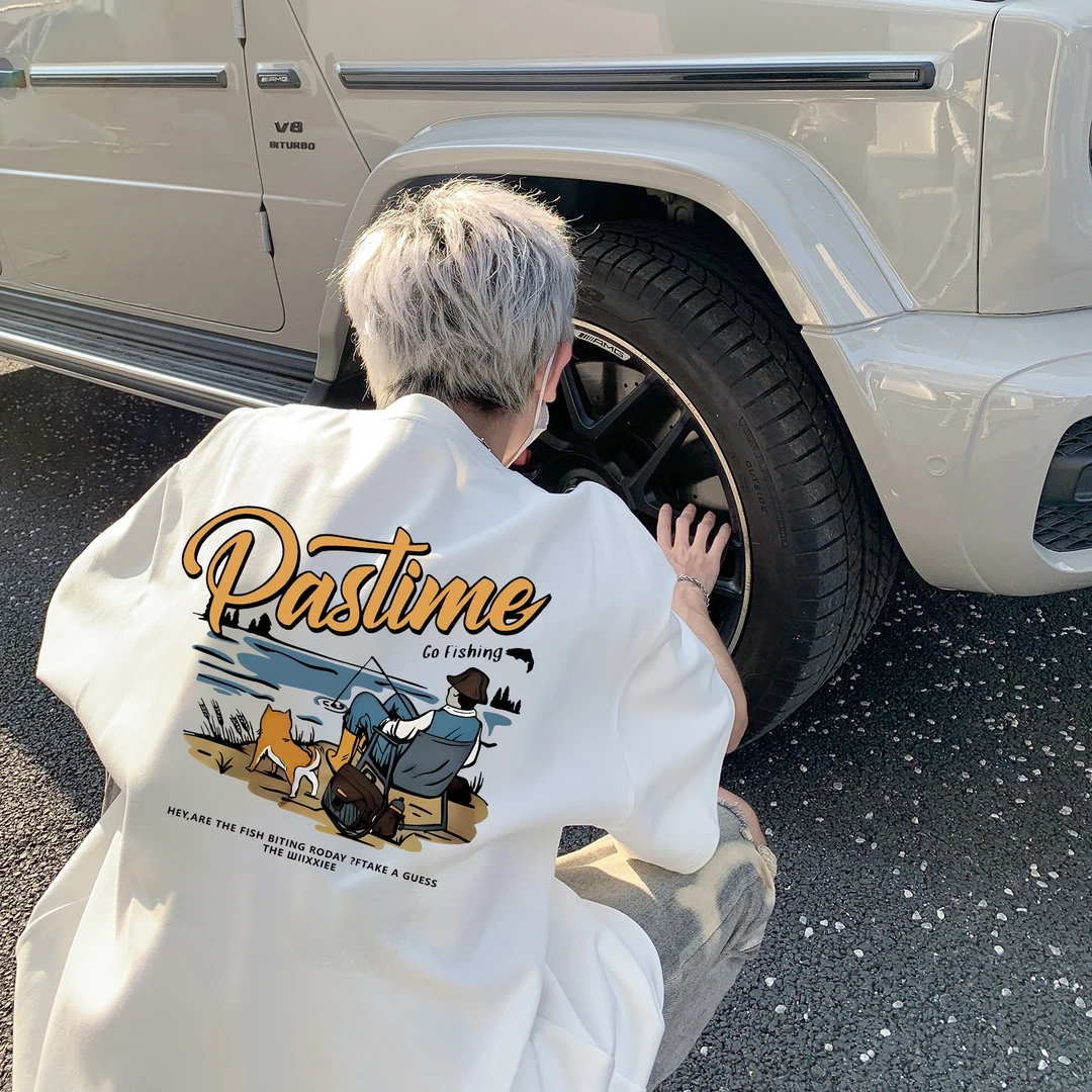 美式重磅纯棉短袖T恤个性印花夏季ins潮牌男士圆领宽松痞帅上衣服