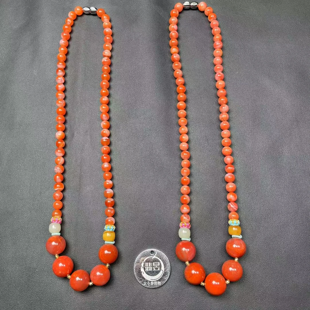 翡昱-N21-39662-622-南红珠链颈饰/约6-13+/约54颗/多样性发其一