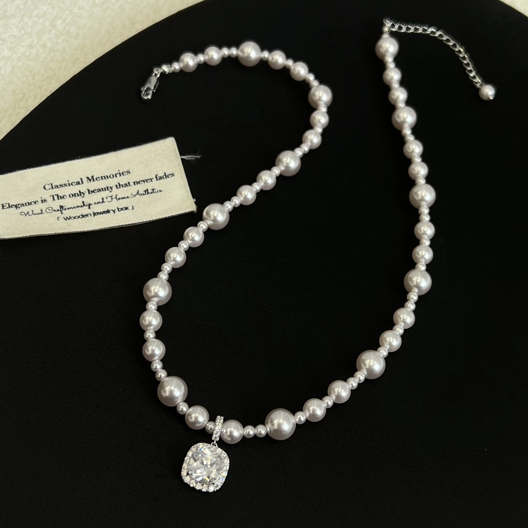 铜合金锆石项链 【曼塔方锆】曼塔玫瑰淡紫色珠项链729