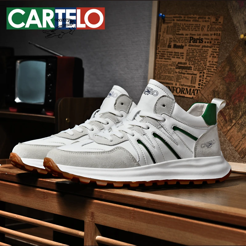 CARTELO/卡帝乐鳄鱼春季新款中年休闲鞋男士百搭潮鞋软底软面鞋子