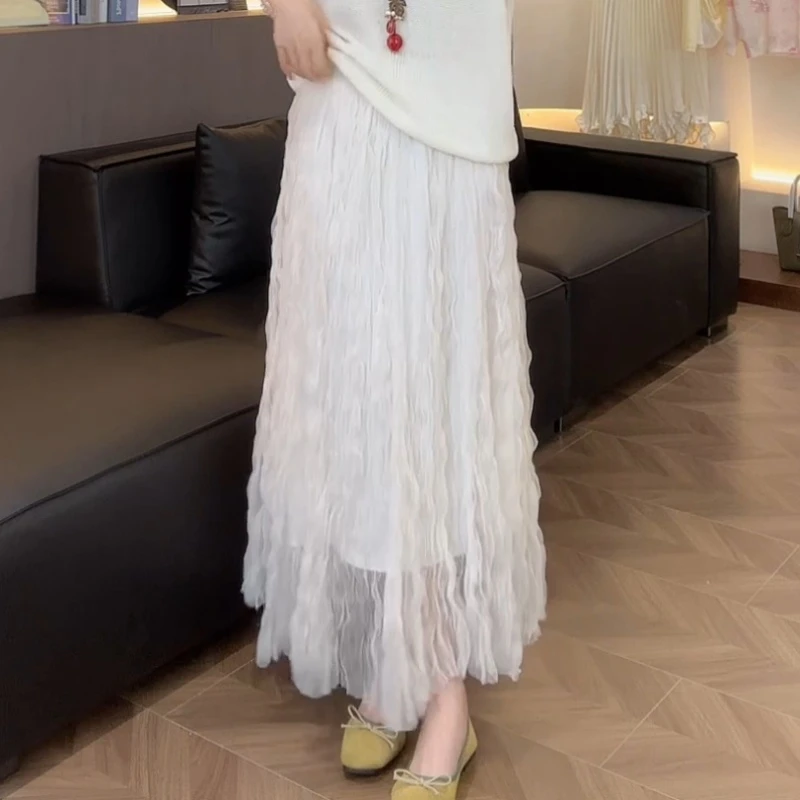 【流仙】网纱层次感波光半裙纯色半身裙LK2501959