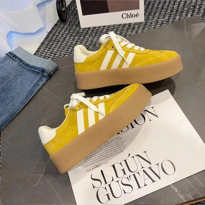 网红时尚厚底增高百搭休闲运动板鞋2025春夏冬季透气德训女鞋韩版