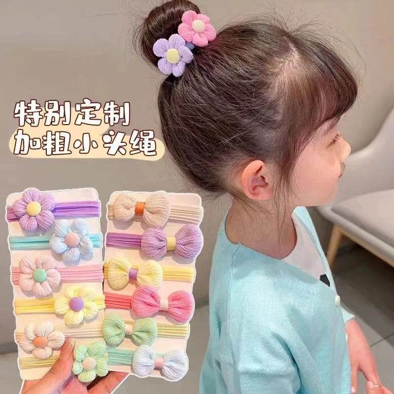 女童头绳毛巾圈蝴蝶结发绳扎马尾小女孩高弹力发圈新款简约发饰