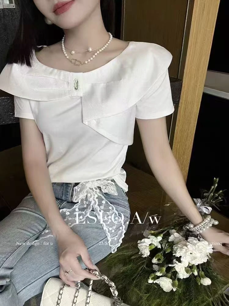 【OSM】2025夏季新款时尚气质简约显瘦气质蝴蝶结上衣