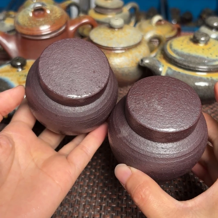 茶杯紫砂小*?一对茶罐