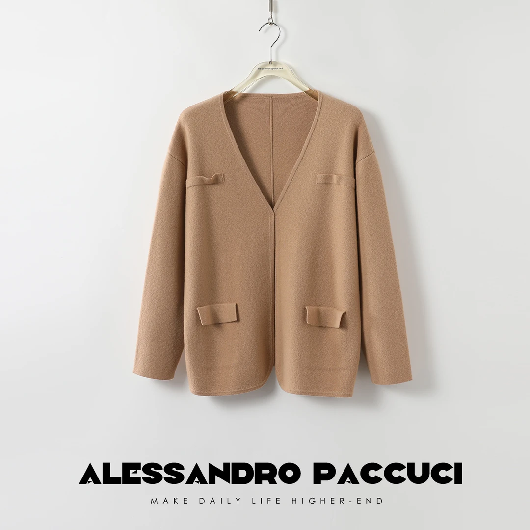 【孤品不退换】洛哥24575X定纺羊毛羊绒 百搭时尚休闲针织女装