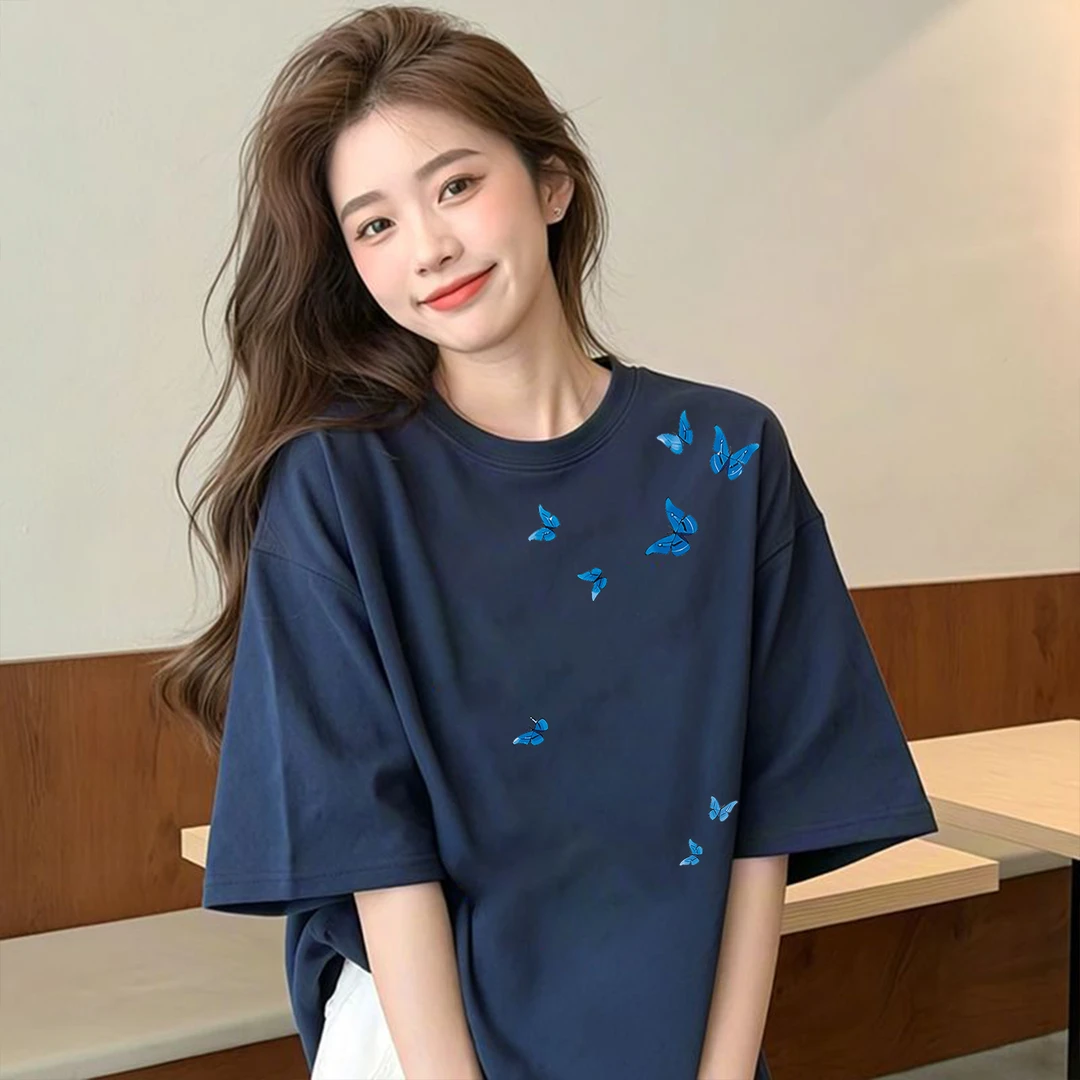 夏季时尚休闲男士宽松美式复古印花情侣创意短袖T恤女款纯棉半袖