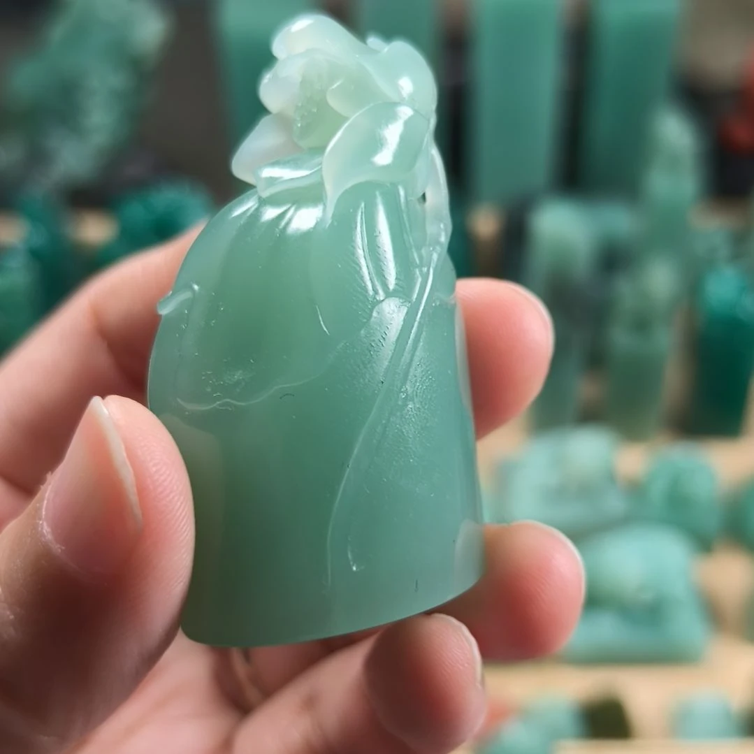 江***】印石寿山石梅子青印章1