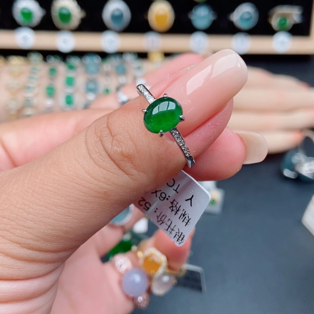 翡翠银S925镶嵌戒指