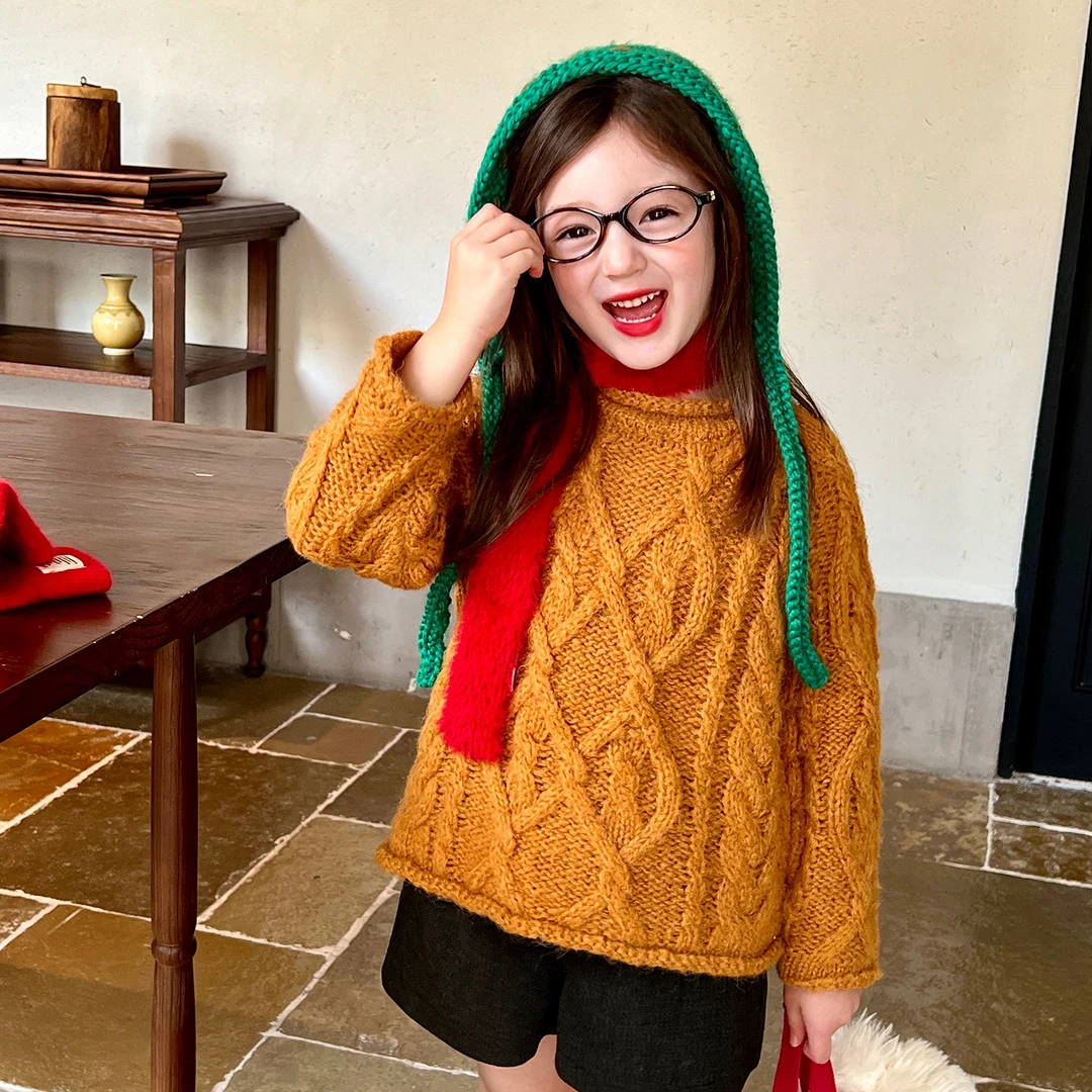 【大清仓】童装女童慵懒感休闲毛衣秋季裤子宝宝百搭宽松套头上衣