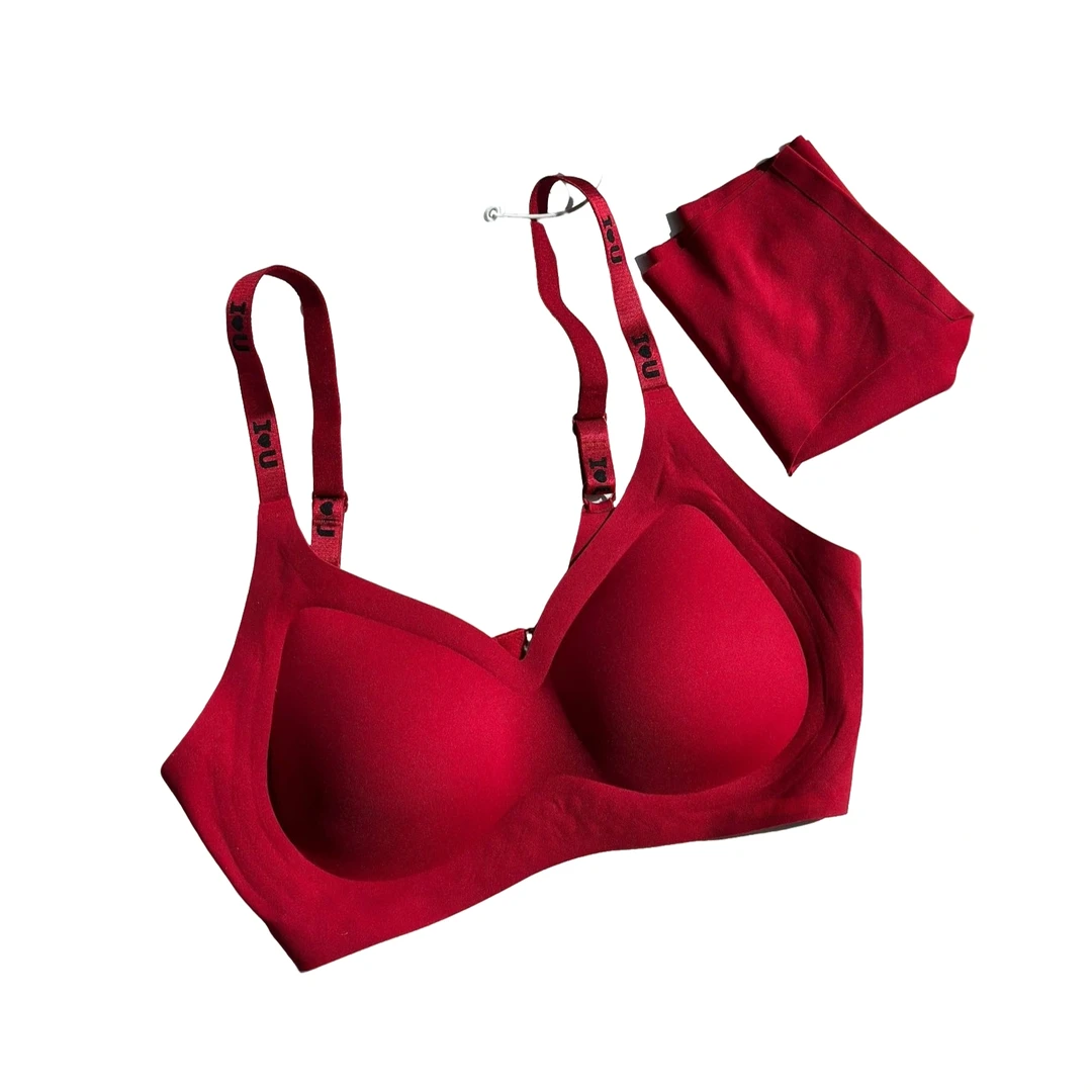 2025初春新款女装鸿运系列无痕无钢圈美背短裤中国红时尚套装