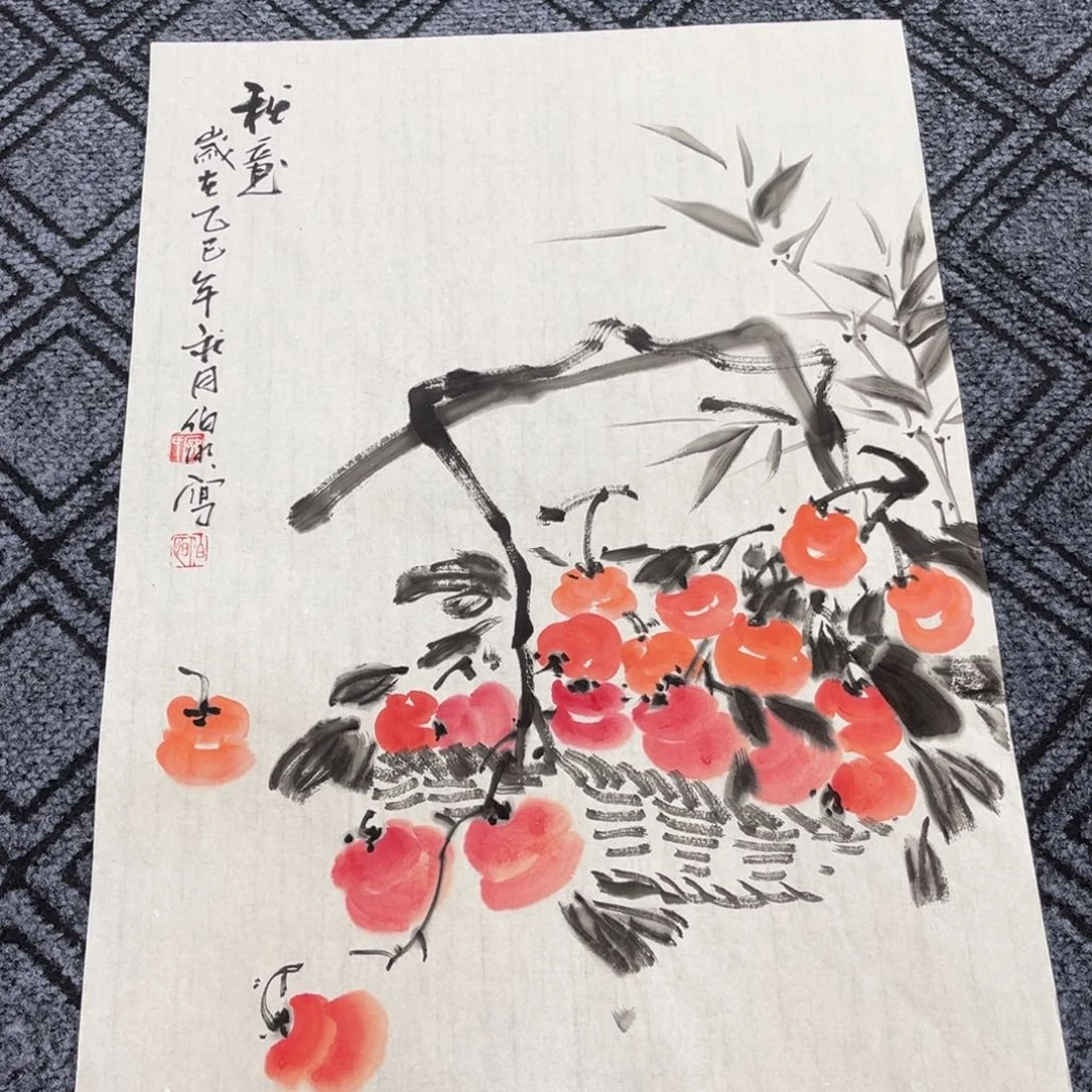 国画四尺三开花鸟