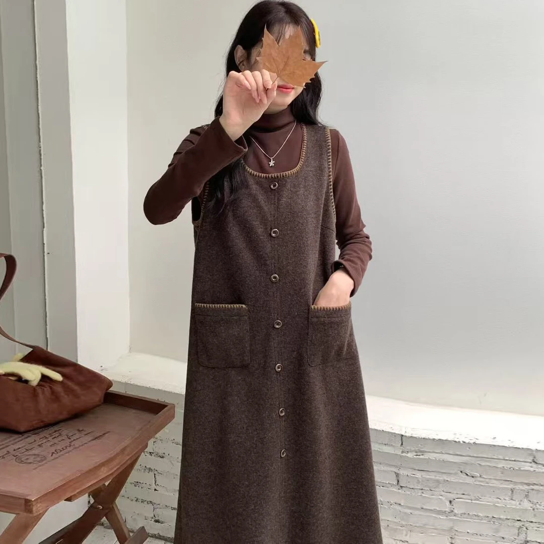 11.20早预告款冬季新款洋气百搭宽松背心裙打底衫两件套装LC0511