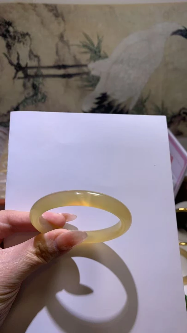 香槟金玛瑙手镯圈口56.1有瑕玛瑙手镯香槟金