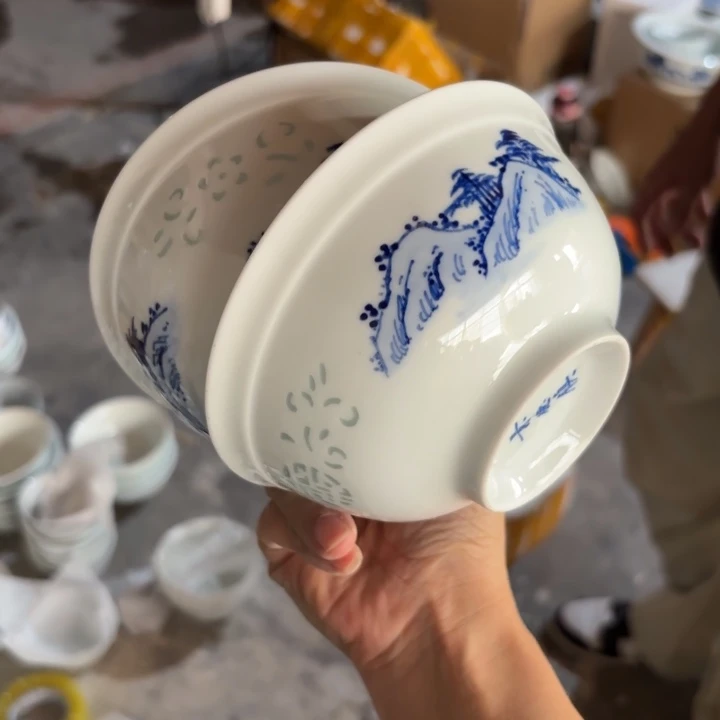 四***火玉瓷景德镇陶瓷米饭碗两只微瑕