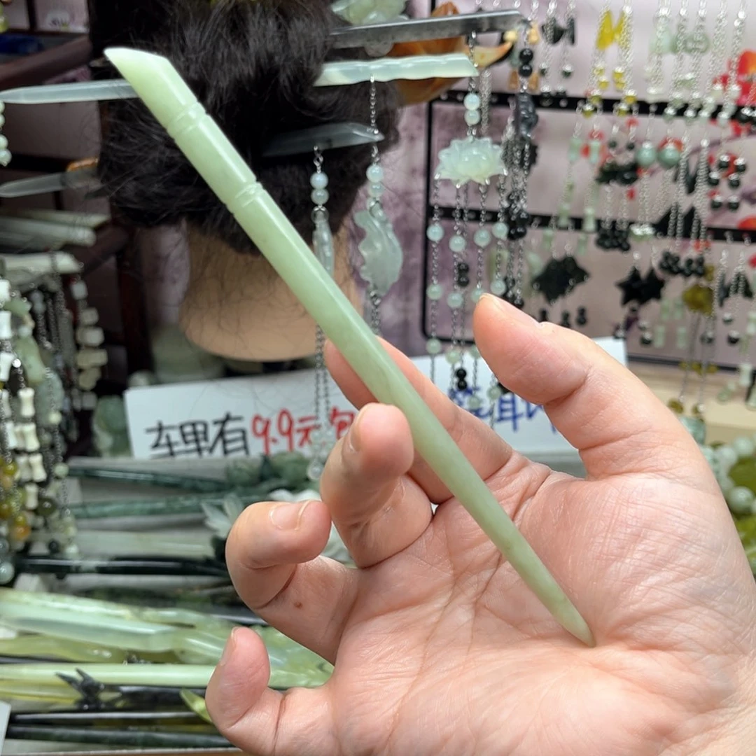 岫玉未镶嵌发饰长度17厘米左右