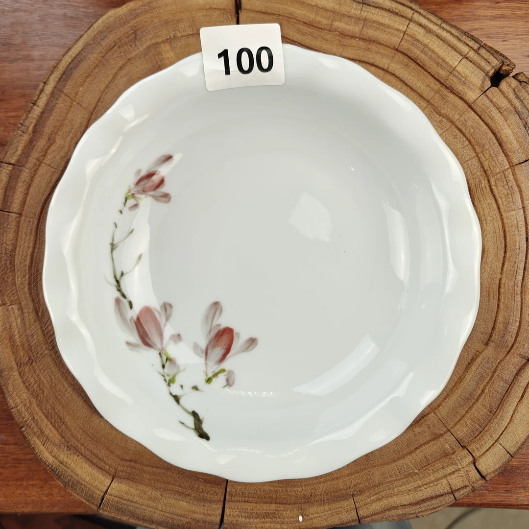 景德镇手绘釉中彩（食品级）手工双耳如意盘陶瓷餐盘盘子240