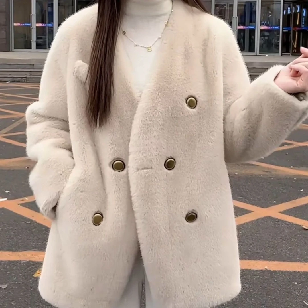 人造皮草 长款中长款女无袖泡泡袖人造皮草百搭洋气冬季设计师
