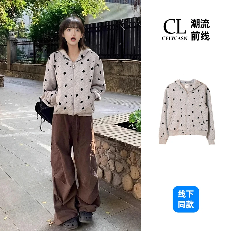 J5RBZ190#春季波点印花短款款通勤百搭针织外套上衣