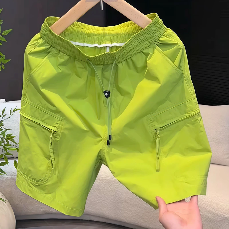 913款-工装拉链口袋速干外穿短裤裤子薄款夏季热卖绿色短裤新款
