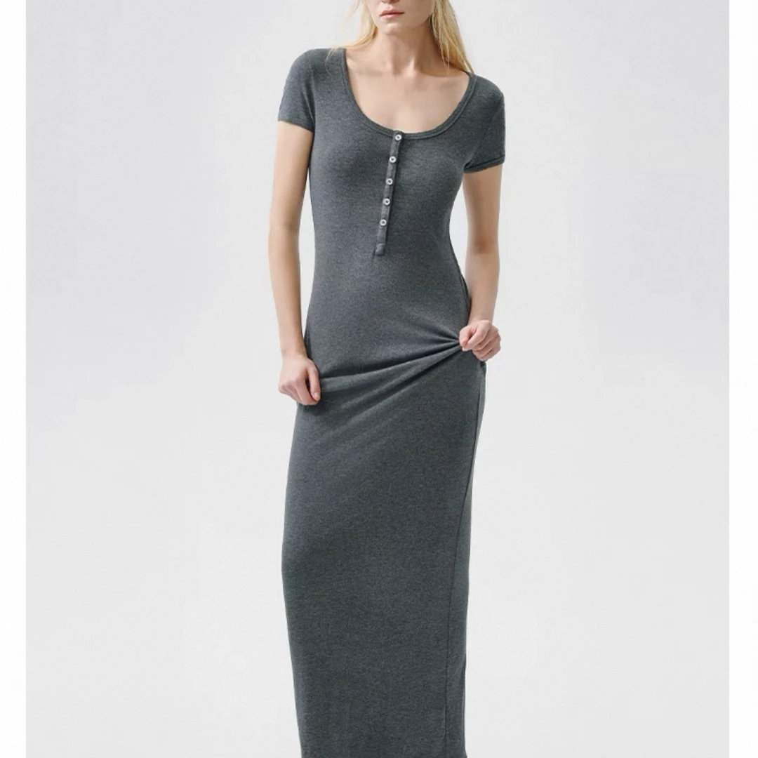 AHHH 修身短袖长款连衣裙休闲女士简约398