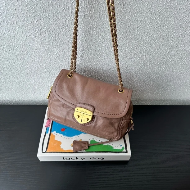 95新 Prada/普拉达 猪鼻子褶皱流浪单肩斜挎包