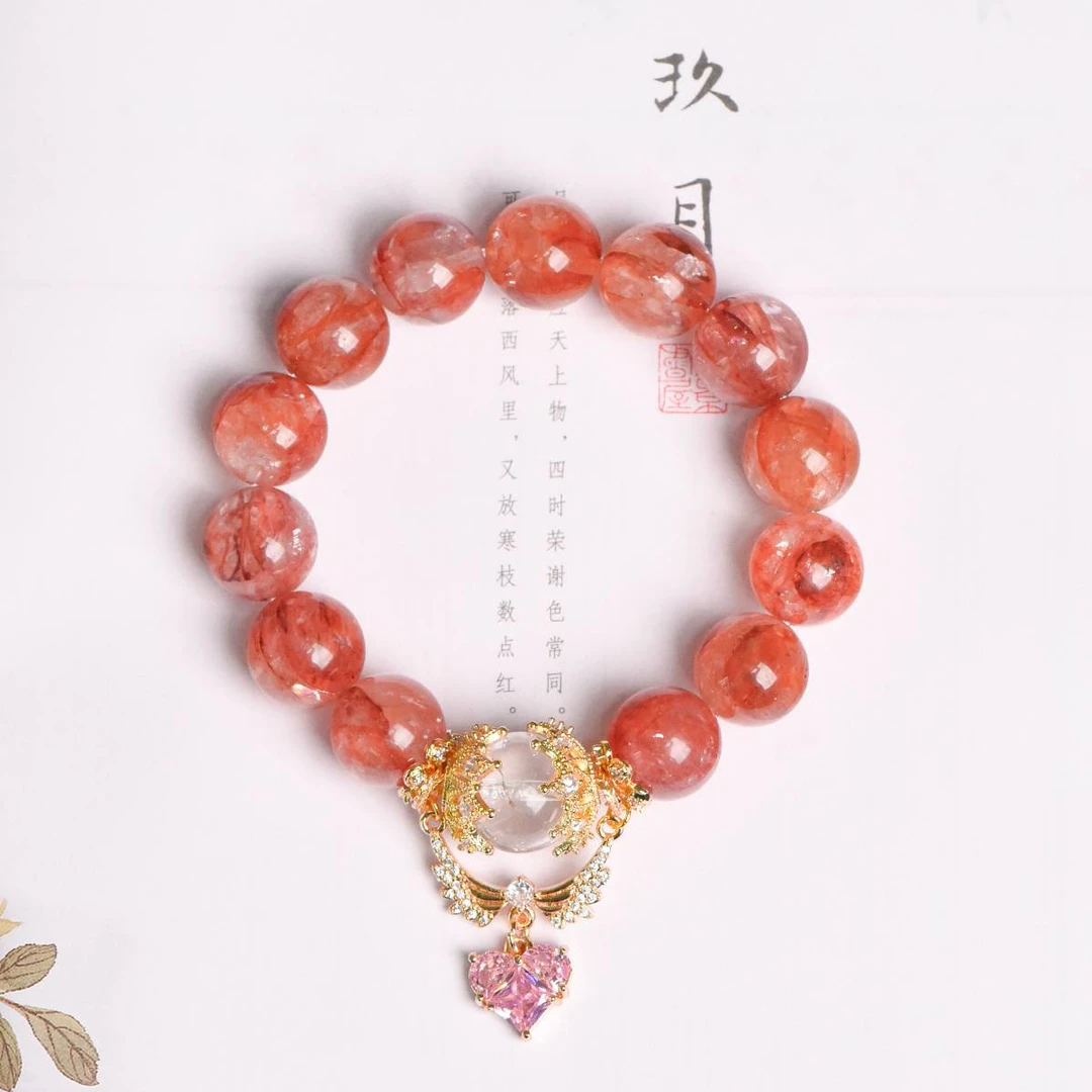 【臻水晶】红胶花单圈爱心吊坠手链轻奢ins风女生高级感手饰