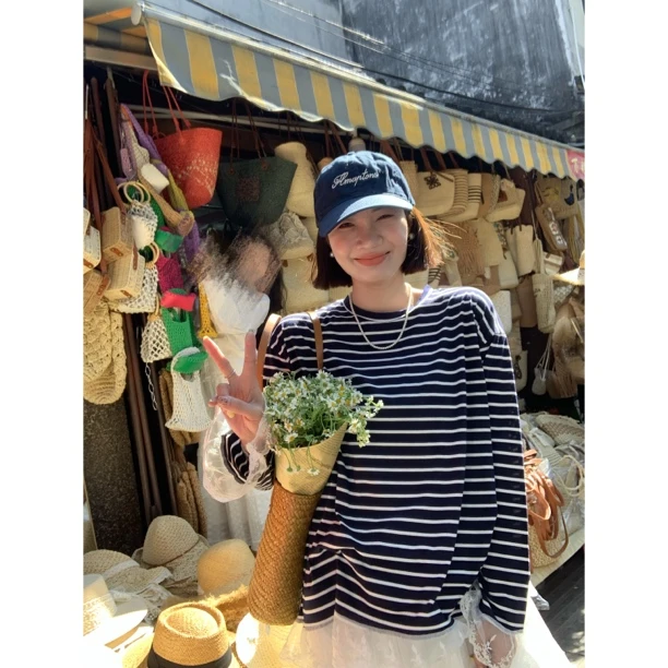 【欧尼专享】9945#网红百搭风标准T恤极简风长袖圆领ins韩版秋季