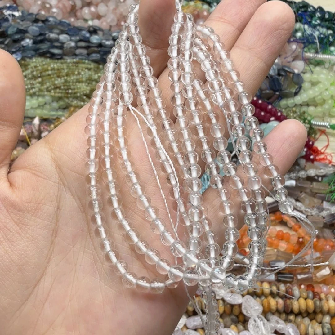 紫晶珠宝半成品未镶嵌卡4白水晶一条