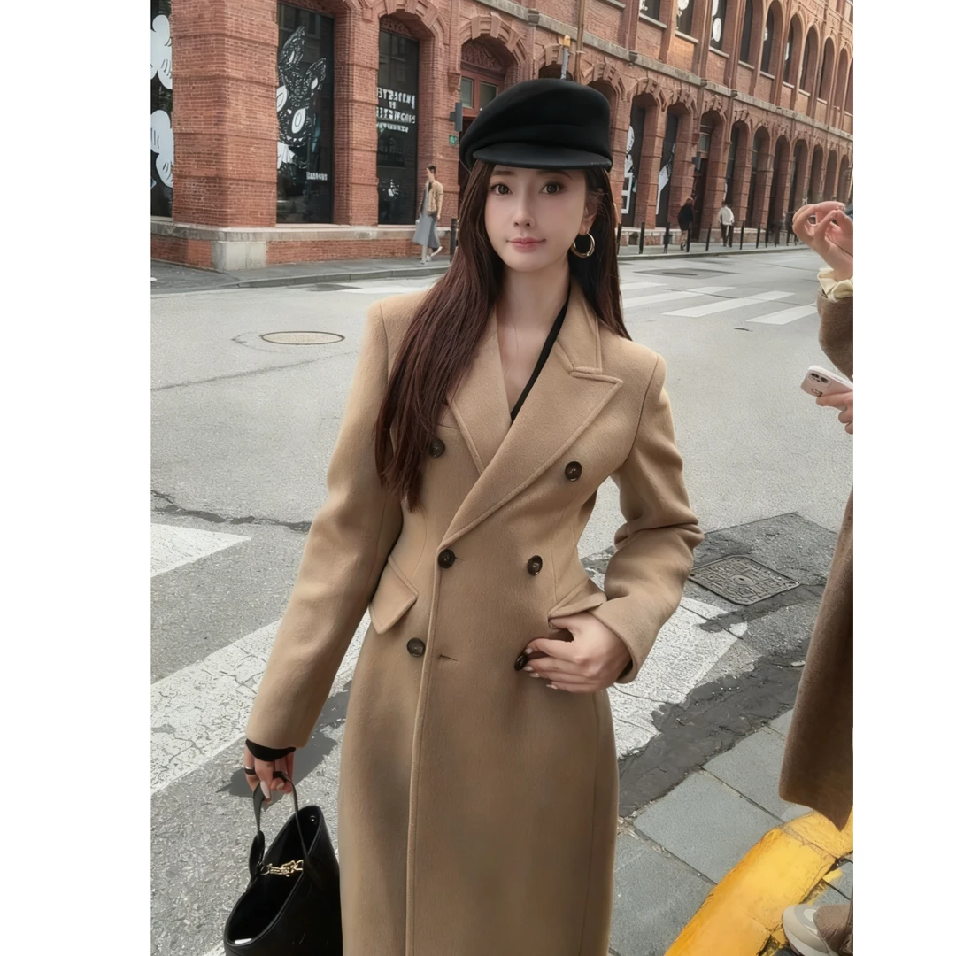 【海妖】860克羊毛+鹅绒 冬季新款收腰显瘦长款设计师大衣沙漏大衣