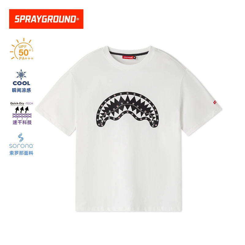 SPRAYGROUND鲨鱼嘴短袖T恤防晒纳米凉感烫钻圆领夏季JM WE120221