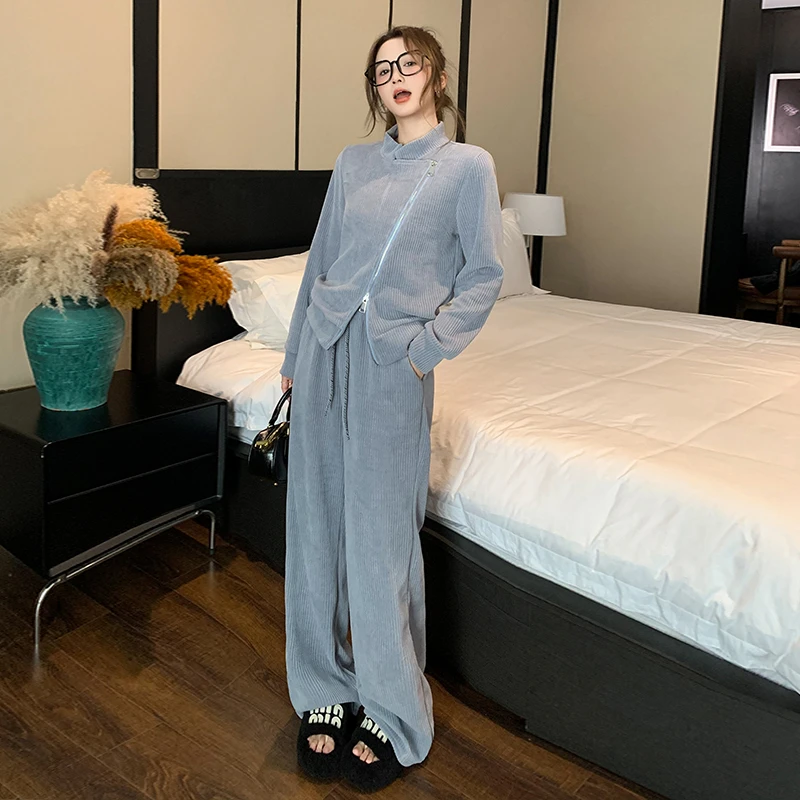 设计感休闲运动套装女春秋季穿搭高级感减龄时尚洋气阔腿裤两件套