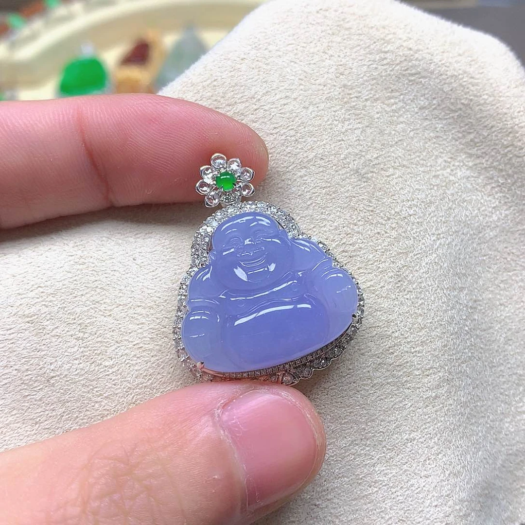 翡翠颈饰18K金镶嵌紫佛