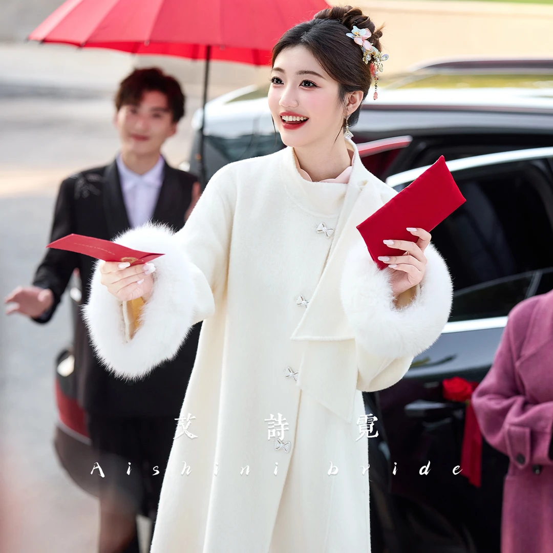 艾诗霓《云岫》日常气质高级感中长款羊毛大衣呢秋冬装女装搭配礼服